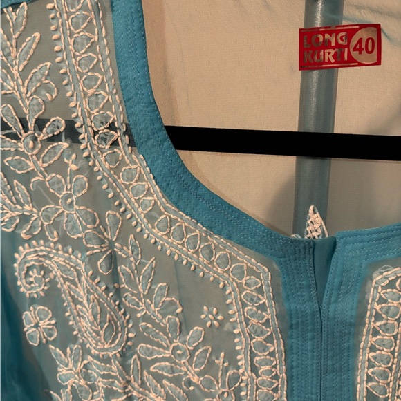 Blue Embroidered Kurta (Embroidered Dress) - Picture 2 of 5